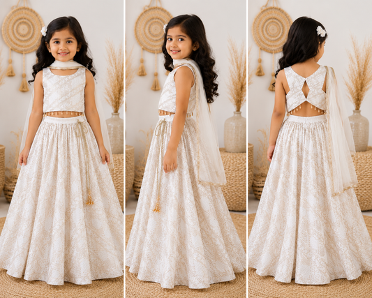 Noor-e-Ivory Lehenga Set for Girls |Fun Little Ones