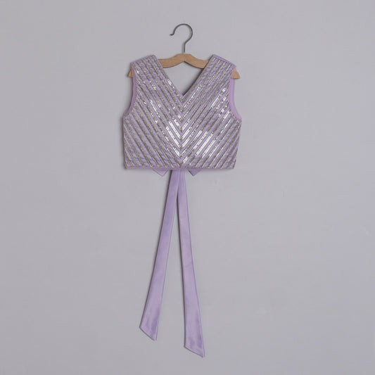 lilac blouse with metal strip embroidery