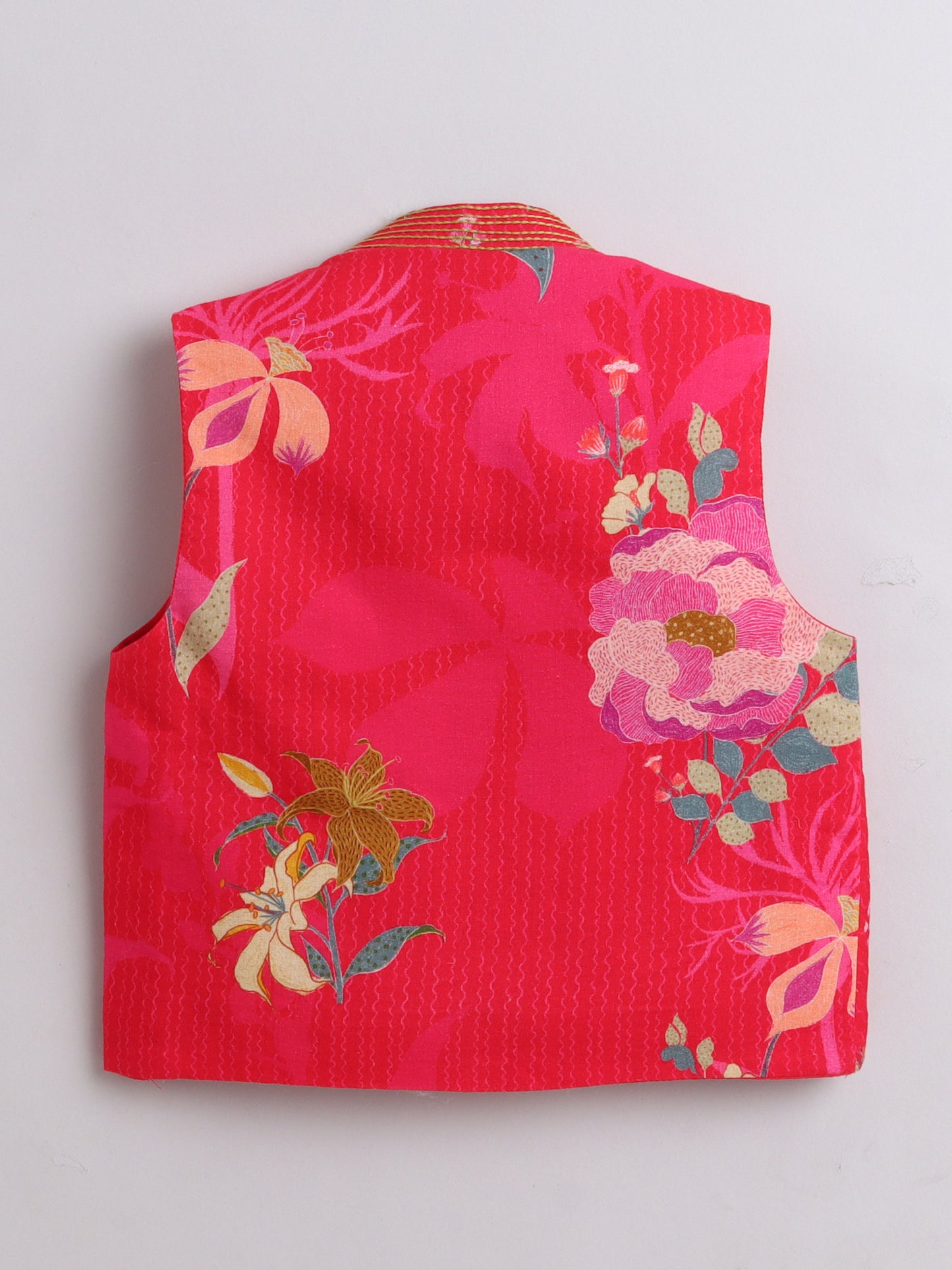 Pink Printed Kurta And Jacket for Boys