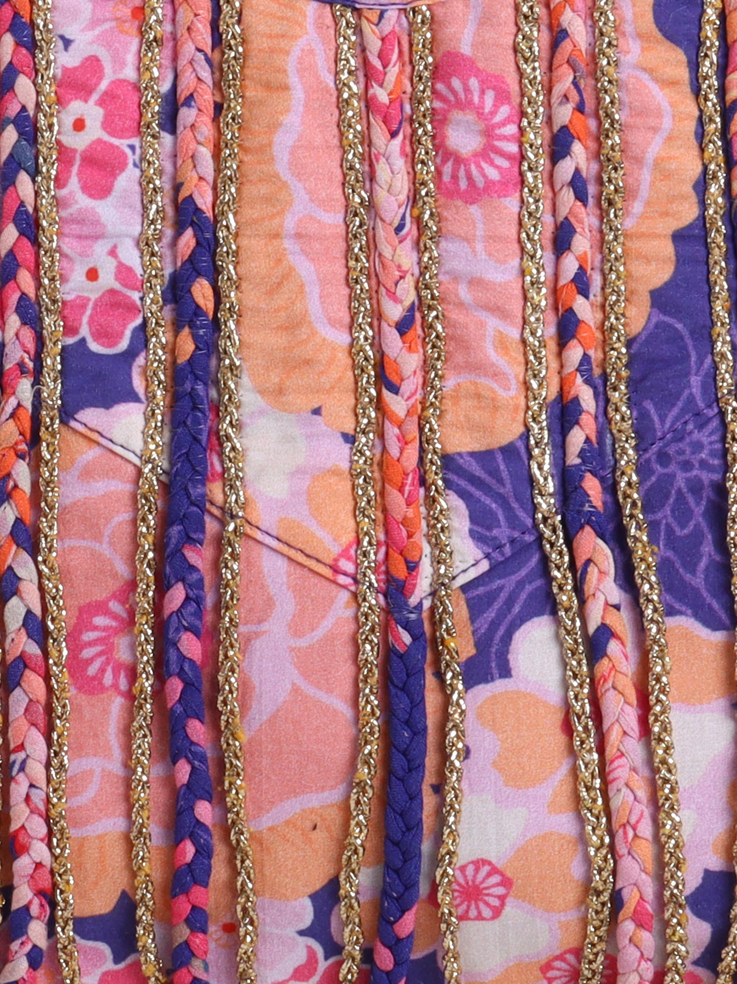 Girls Purple Floral Cotton Lehenga For Girls - funlittleones.com