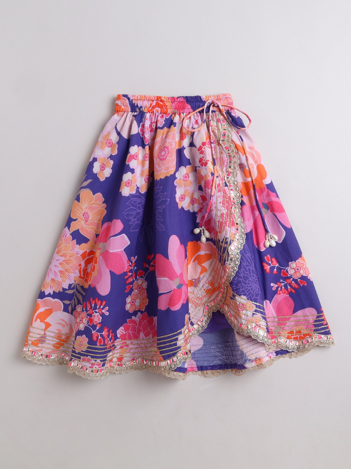 Girls Purple Floral Cotton Lehenga For Girls - funlittleones.com
