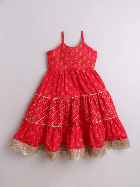 Pink Floral Printed Dress and Jacket for Girls