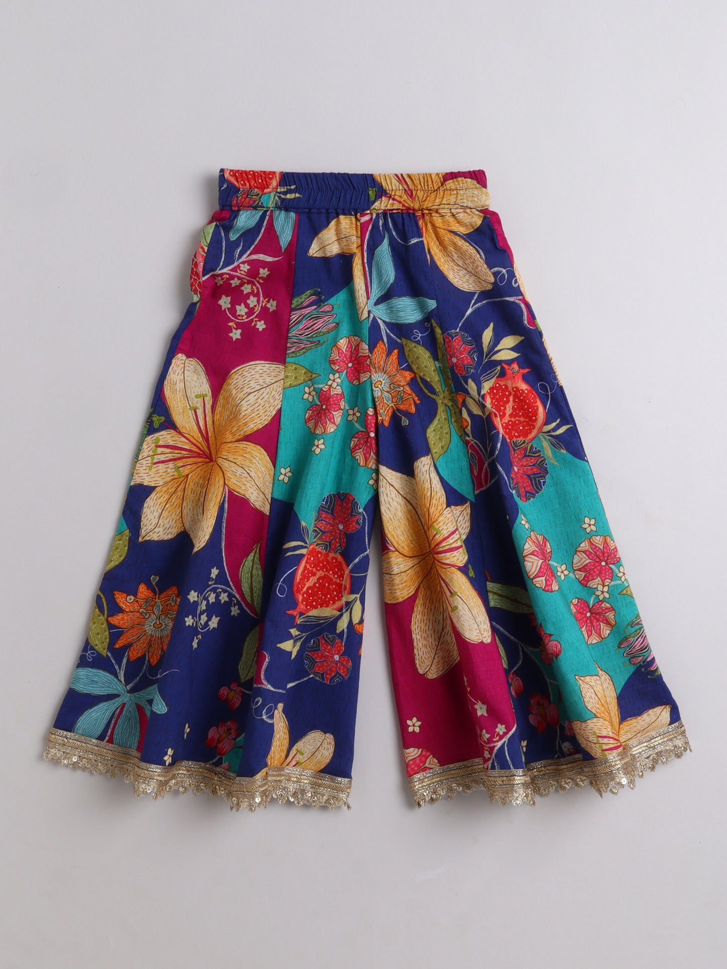 Indigo Floral Palazzo Set For Girls