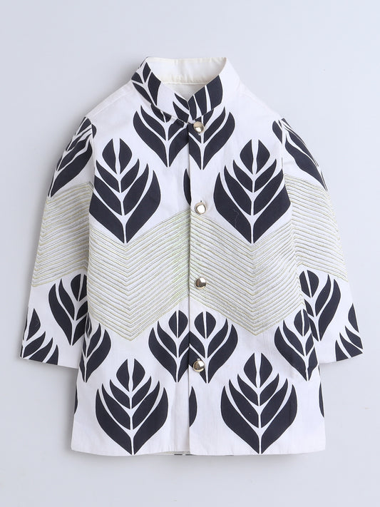 Elegant Black & White Jacket with Dhoti Set for Boys - funlittleones.com