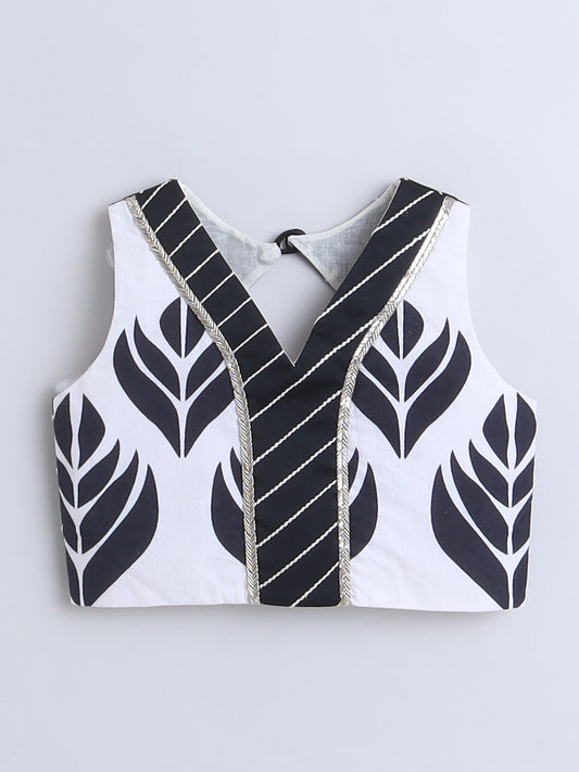 Black And White Printed lehenga Choli For Girls