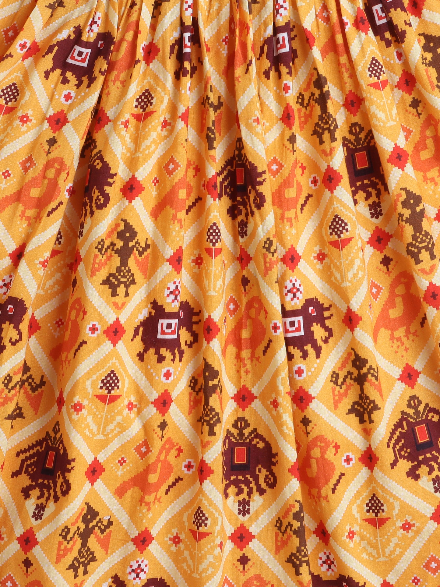 Yellow Patola Printed Dress For Girls