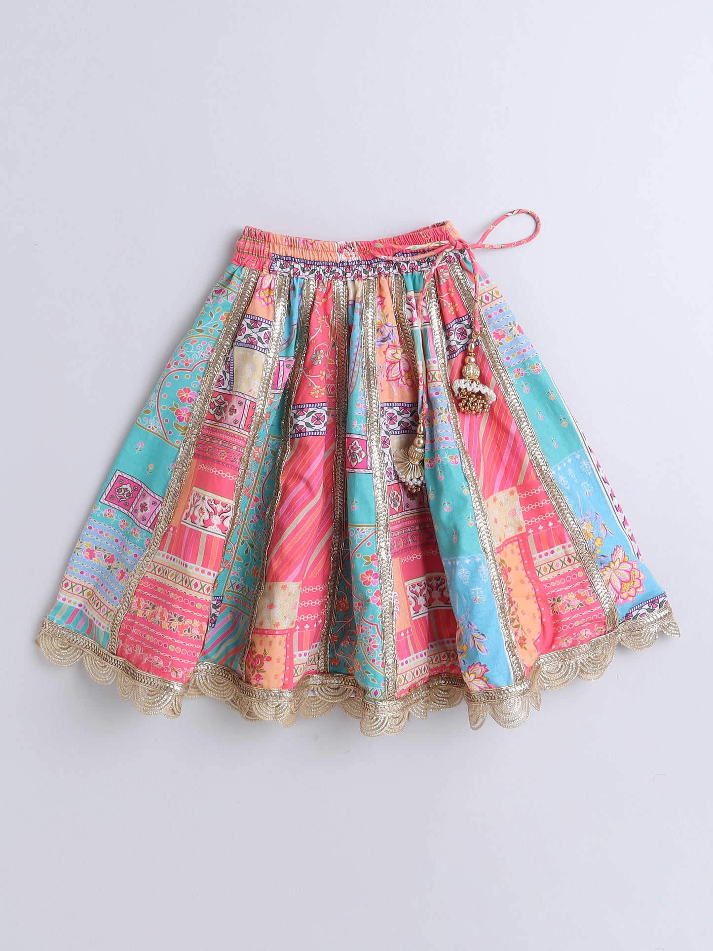 Colorful Lehenga Choli Skirt for Baby Girls with Intricate Patterns and Decorative Hem