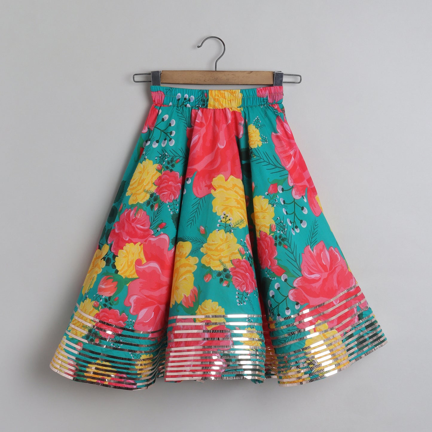 Holographic Lace Detailed Top And Multicolor Printed Lehenga - funlittleones.com