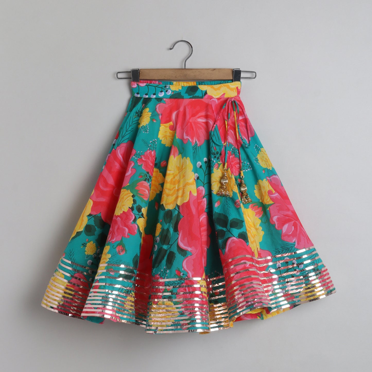 Holographic Lace Detailed Top And Multicolor Printed Lehenga - funlittleones.com