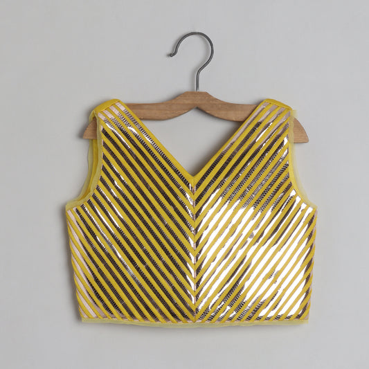 Holographic Lace Detailed Top And Multicolor Printed Lehenga - funlittleones.com