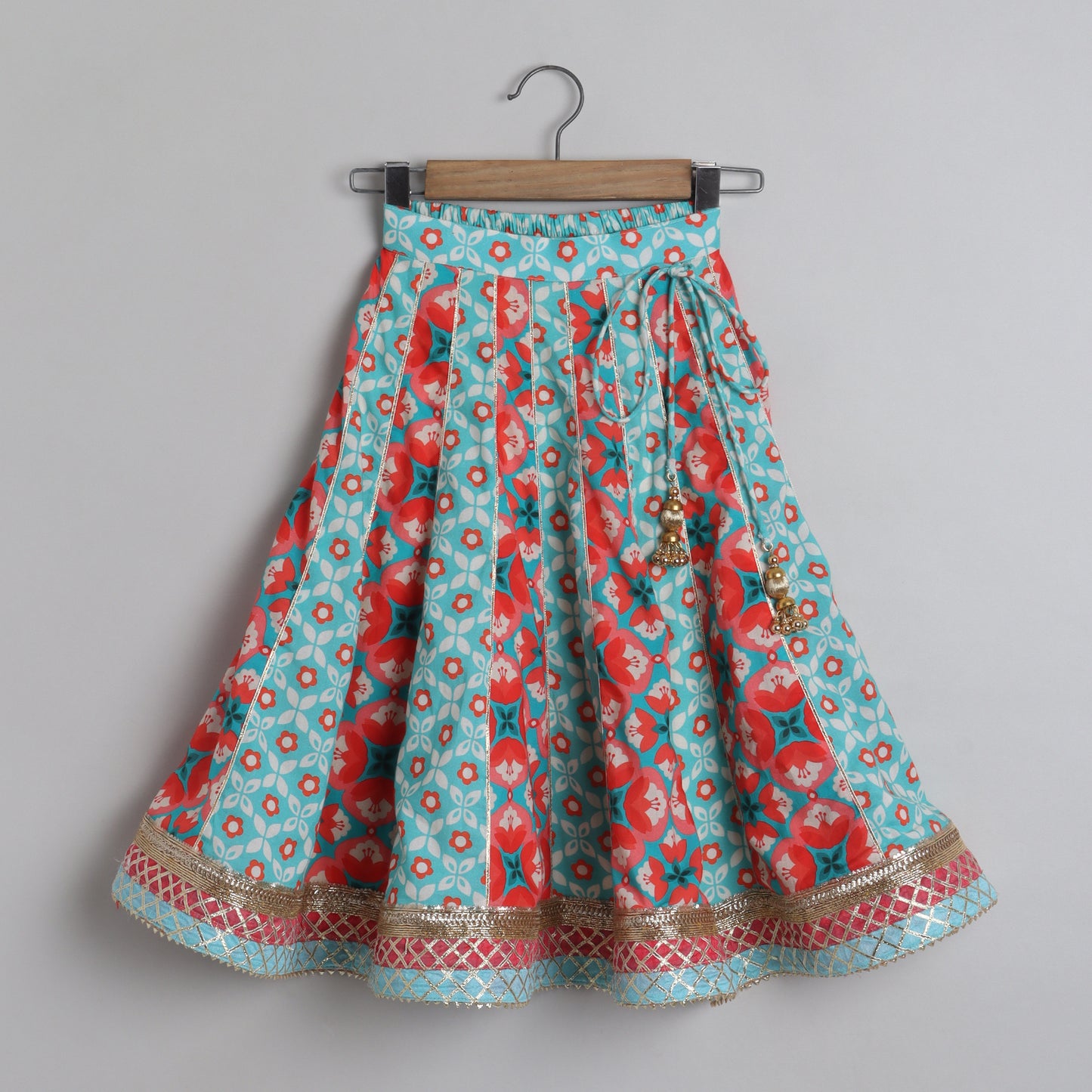 Faux Mirror Work Top With Gota Lace Work Lehenga - funlittleones.com