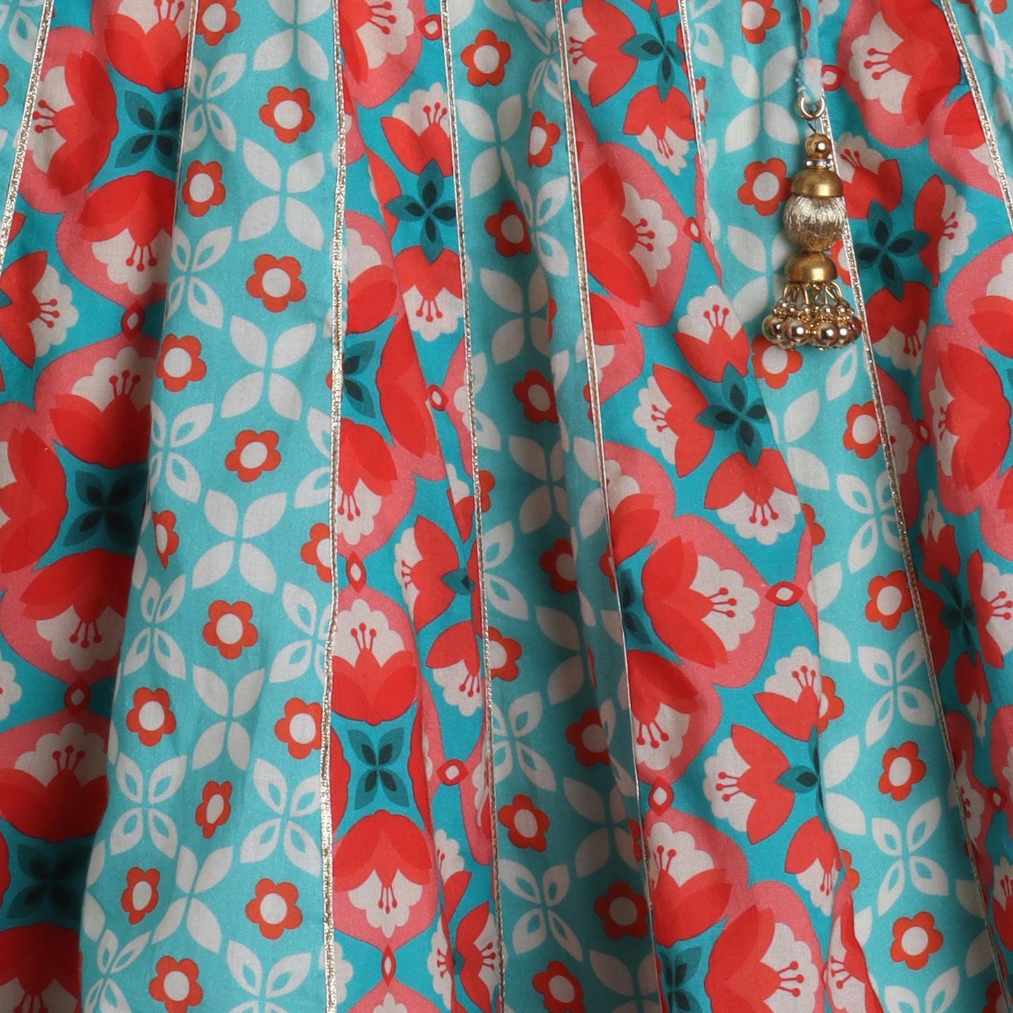 Faux Mirror Work Top With Gota Lace Work Lehenga - funlittleones.com
