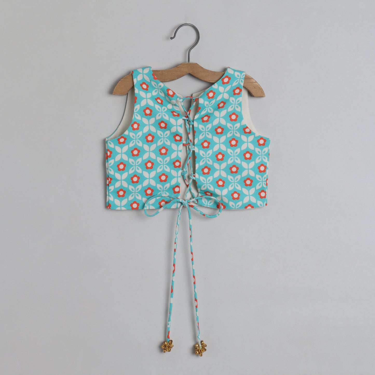 Faux Mirror Work Top With Gota Lace Work Lehenga - funlittleones.com