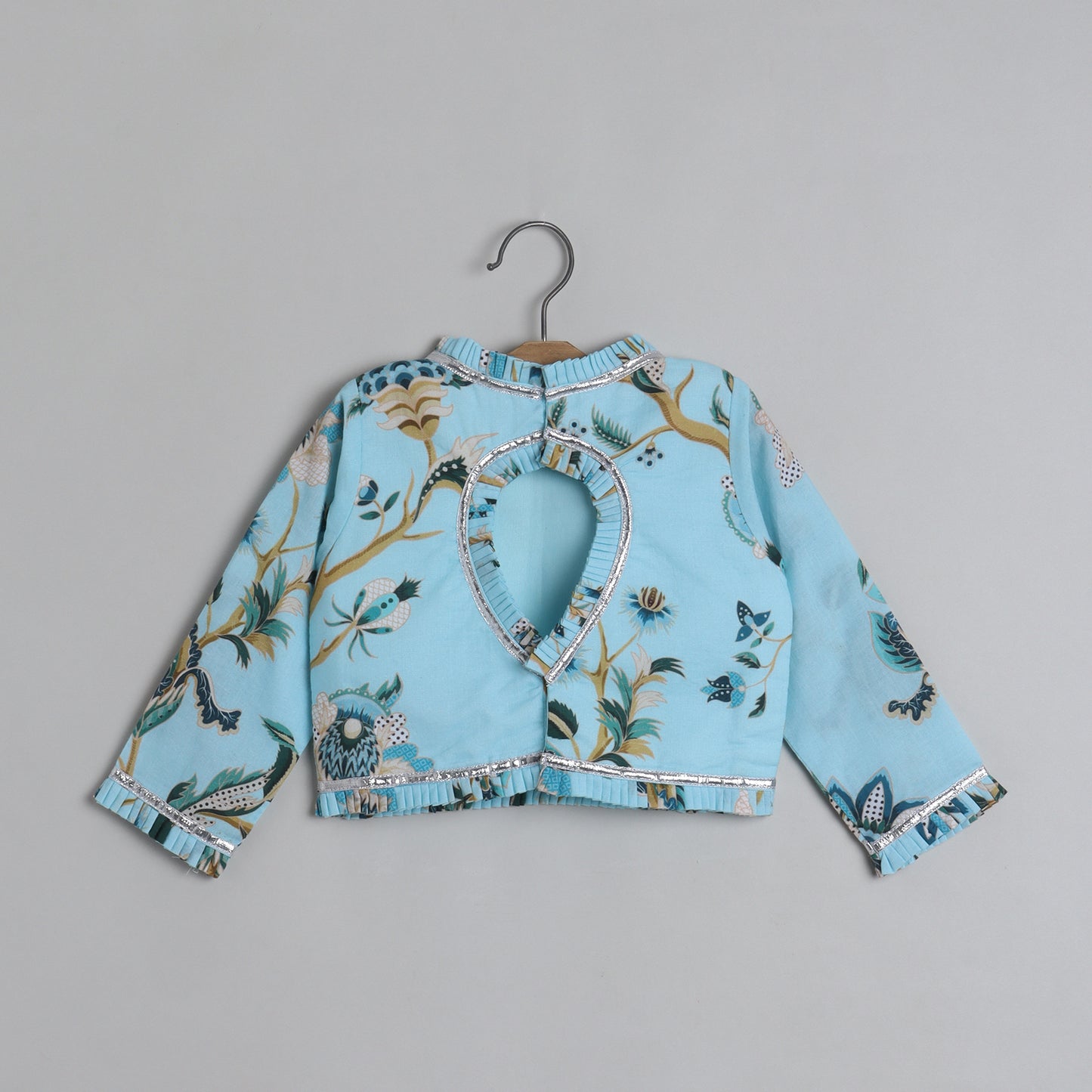 Floral Printed And Pleated Frills Top With Lehenga - funlittleones.com