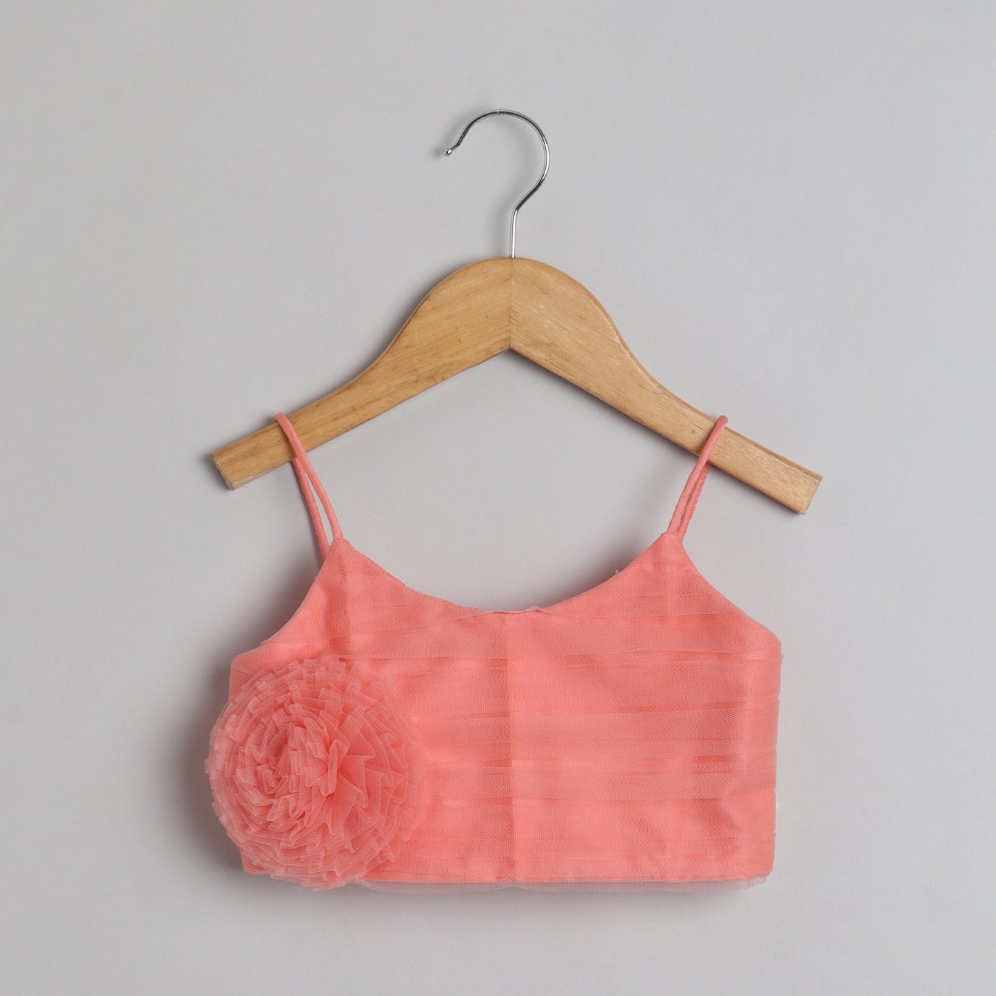 Peach Top With Printed Lace Work Lehenga - funlittleones.com