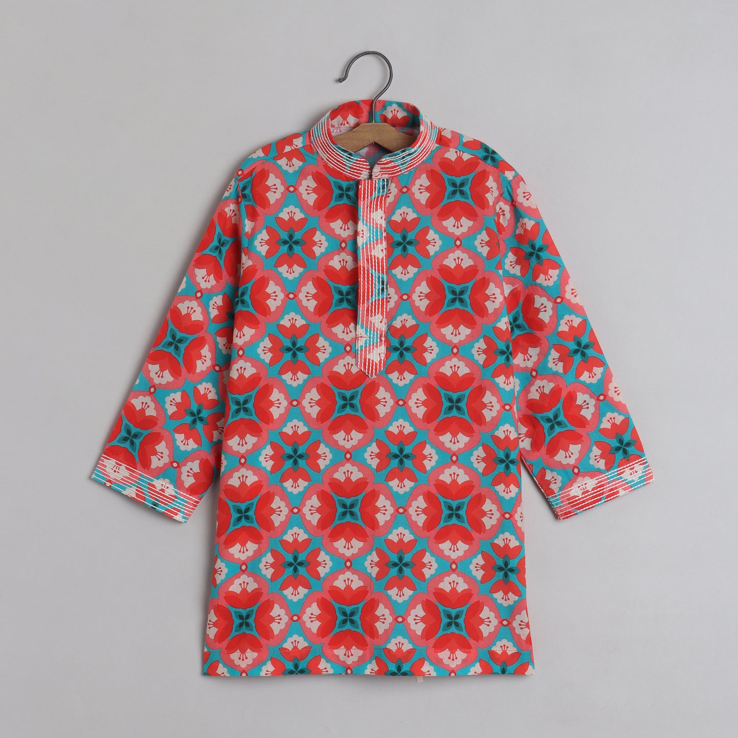 Thread Detailed Digital Printed Kurta With Pajama - funlittleones.com