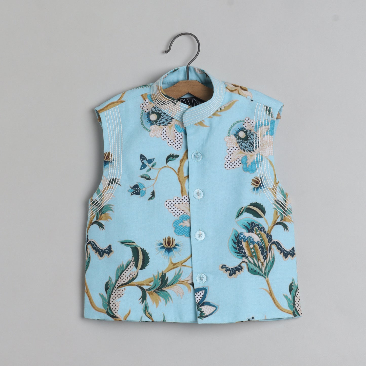 Thread Work And Floral Printed Jacket With Kurta And Pyjama - funlittleones.com