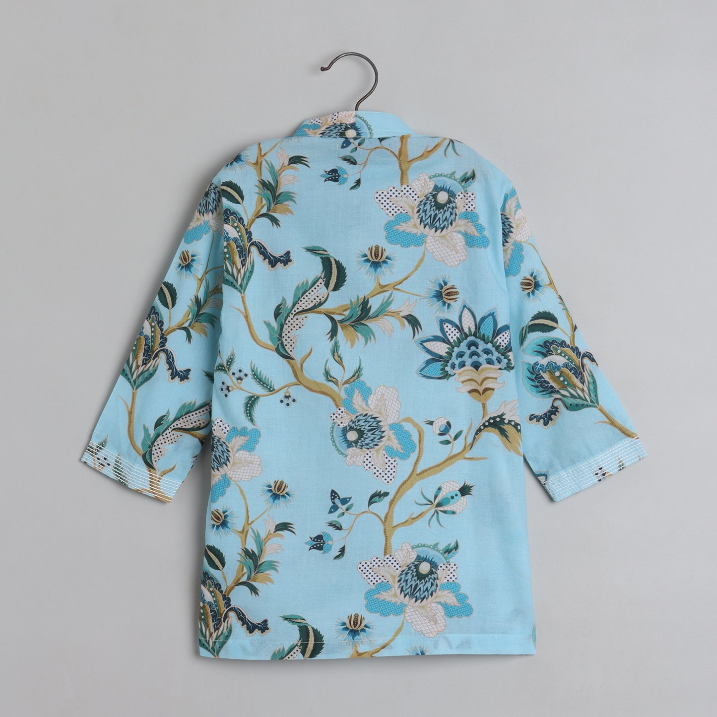 Thread Work And Floral Printed Jacket With Kurta And Pyjama - funlittleones.com