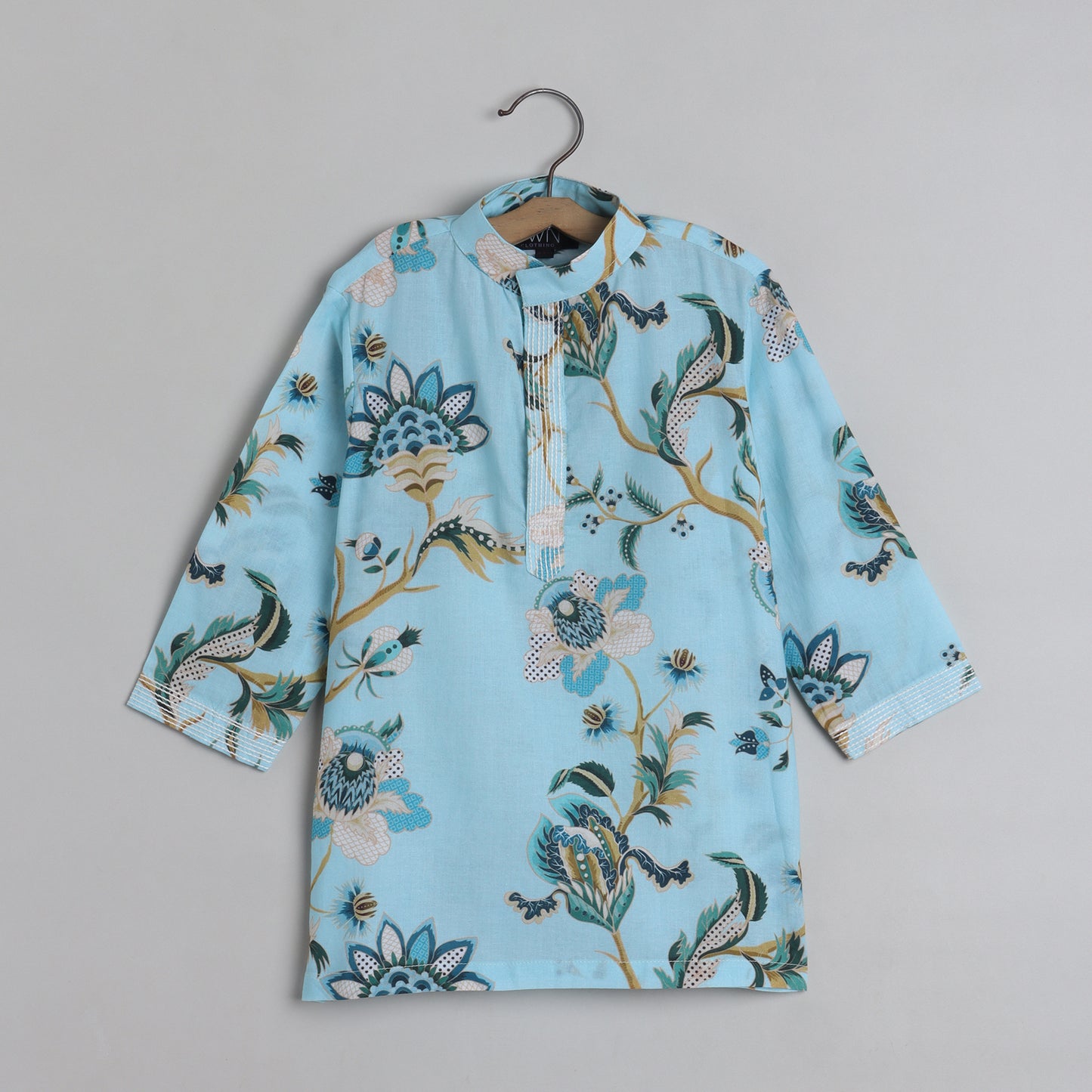 Thread Work And Floral Printed Jacket With Kurta And Pyjama - funlittleones.com