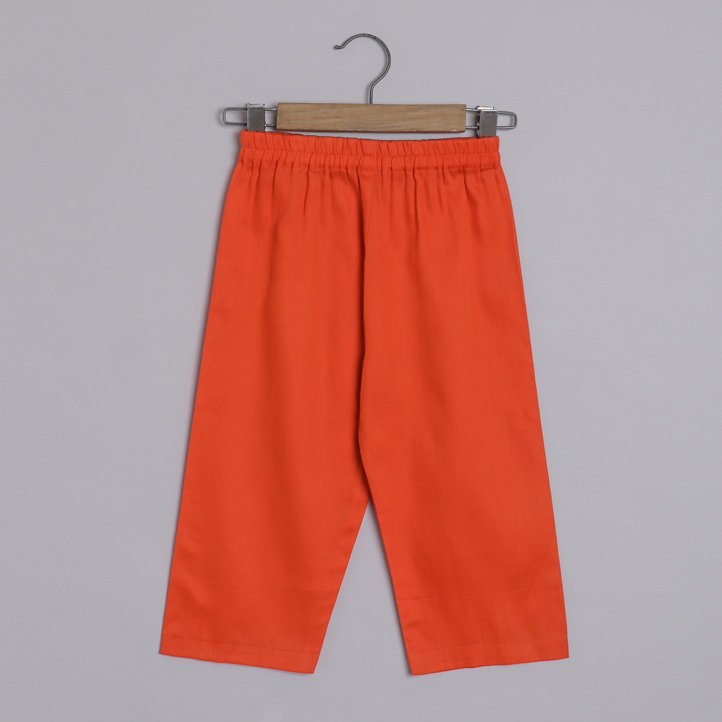 Boys Indian Pintex Orange Kurta With Hibiscus Printed Sleeveless Jacket And Pyjama - funlittleones.com