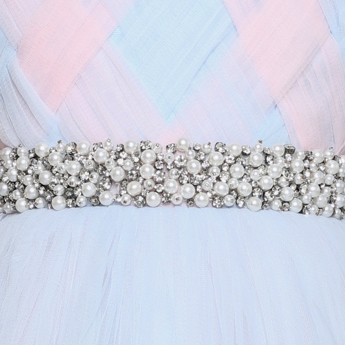 Girls Stunning Embroidered Two Tone Gown in Net - funlittleones.com