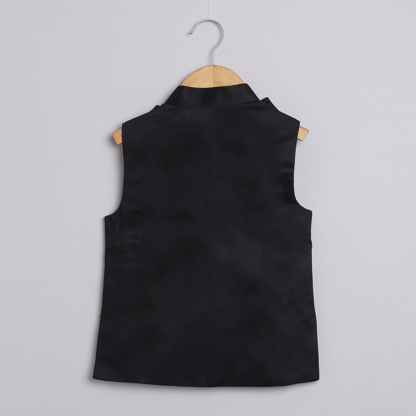 Boys Black Printed Kurta Jacket And Pyjama Set - funlittleones.com