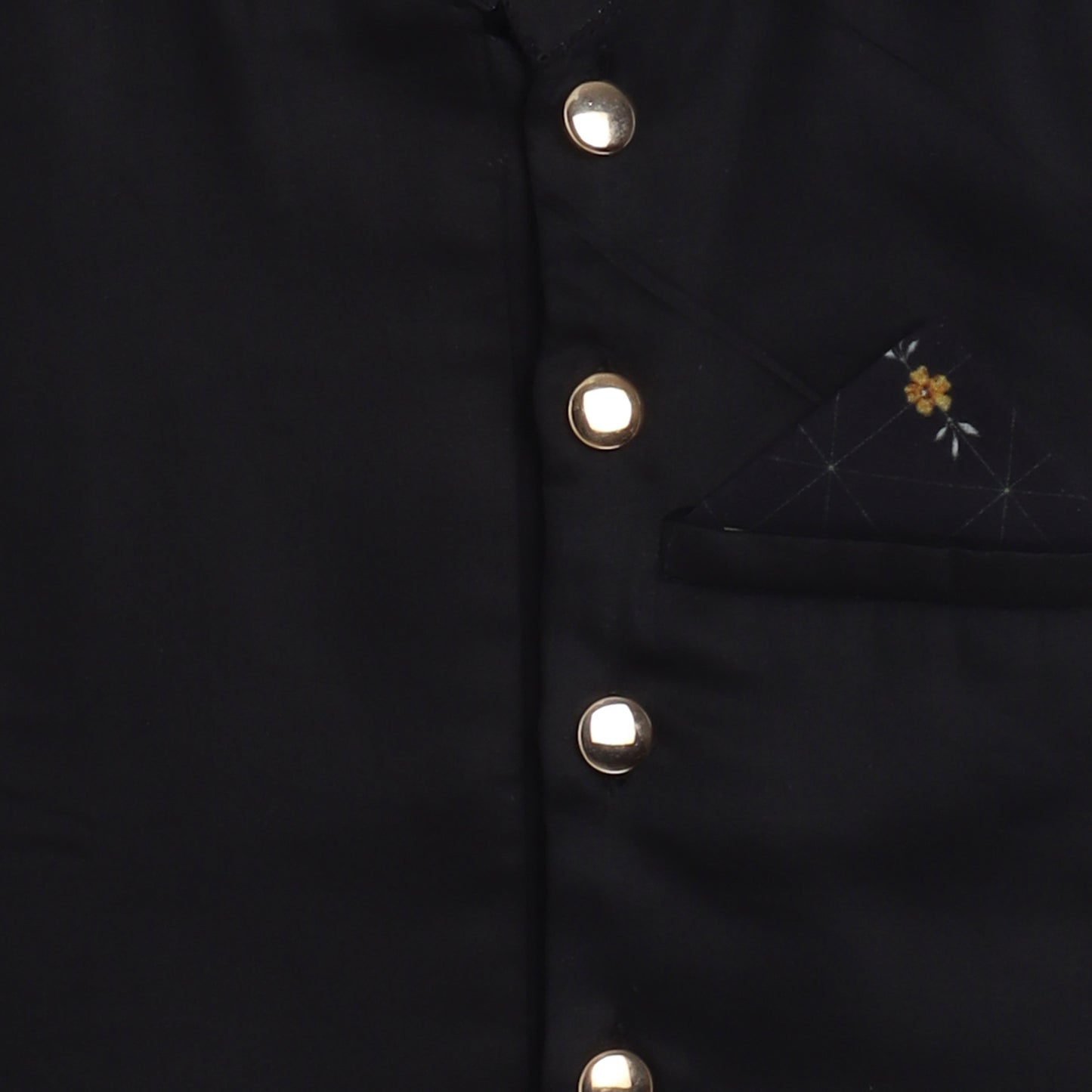 Boys Black Printed Kurta Jacket And Pyjama Set - funlittleones.com