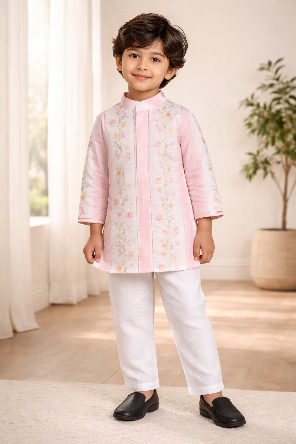 Boys Blush Garden Kurta Pajama Set