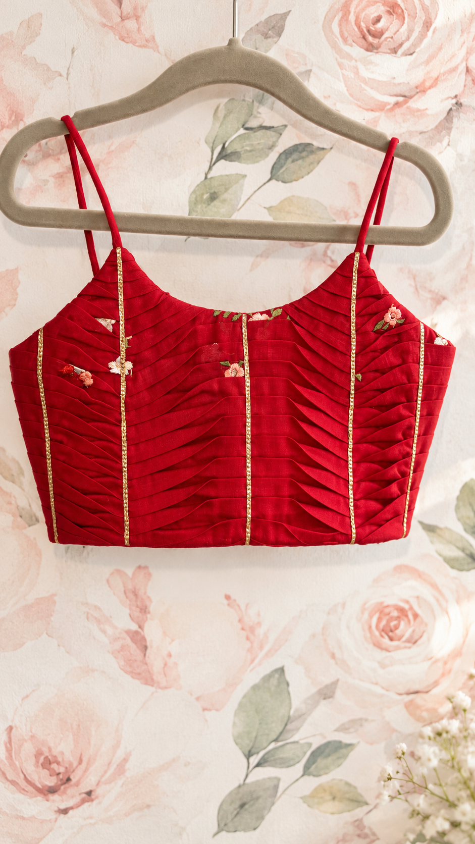 Ruby Red Lehenga Choli Set With Thread Work