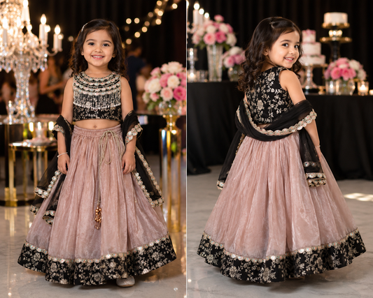 Zareen Noir Lehenga Set For Girls | Ethnic Wear For Kids