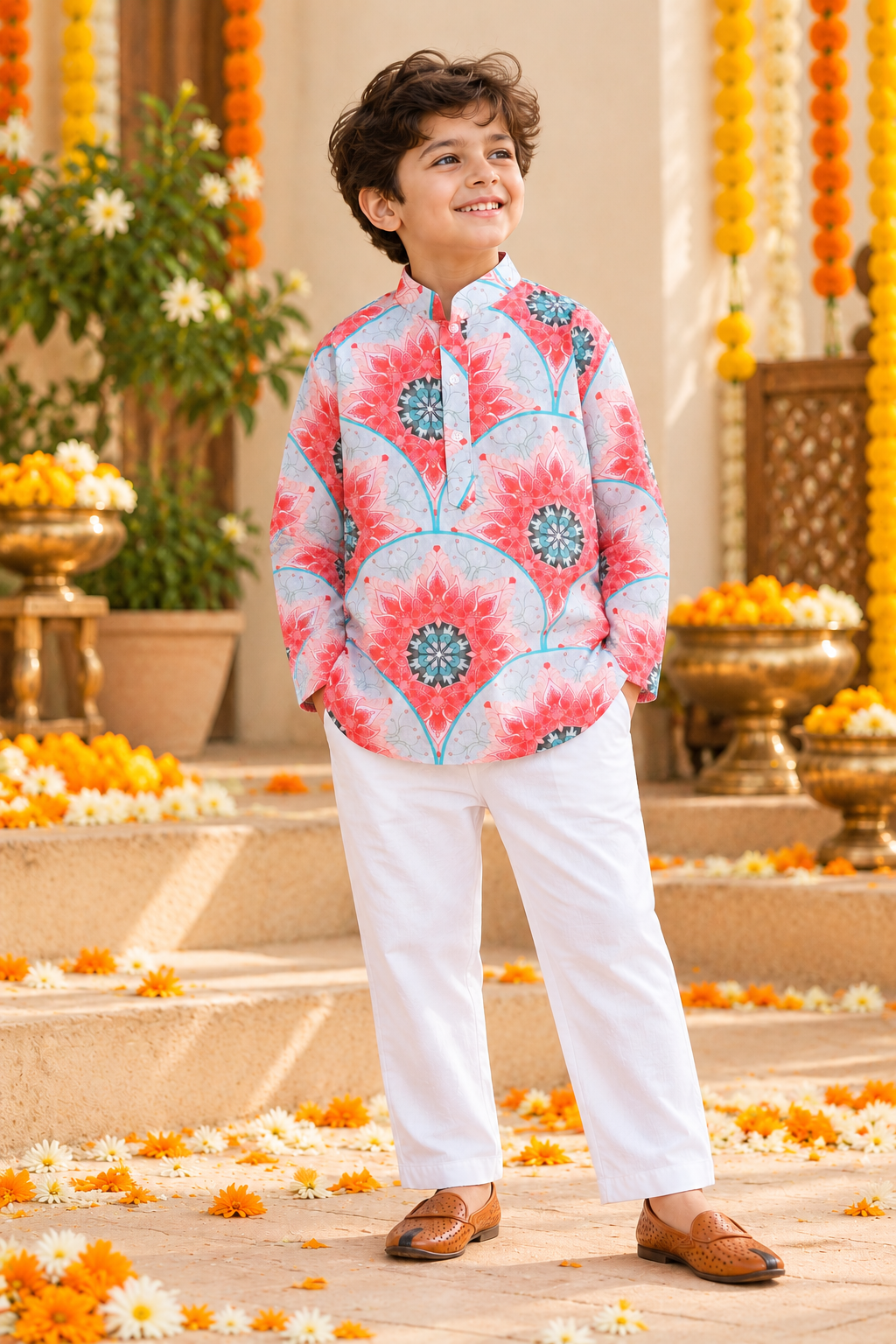 Cotton Blossom Kurta With Pajama For Boys