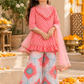 Cotton Blossom Kurta With Flared Bottom For Girls