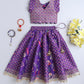 Purple Geometric & Floral Printed Lehenga Choli Set for Girls