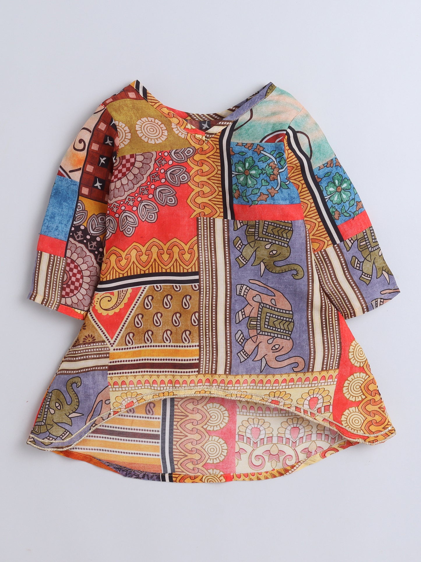 vibrant multicolor kurta and dhoti set for girls