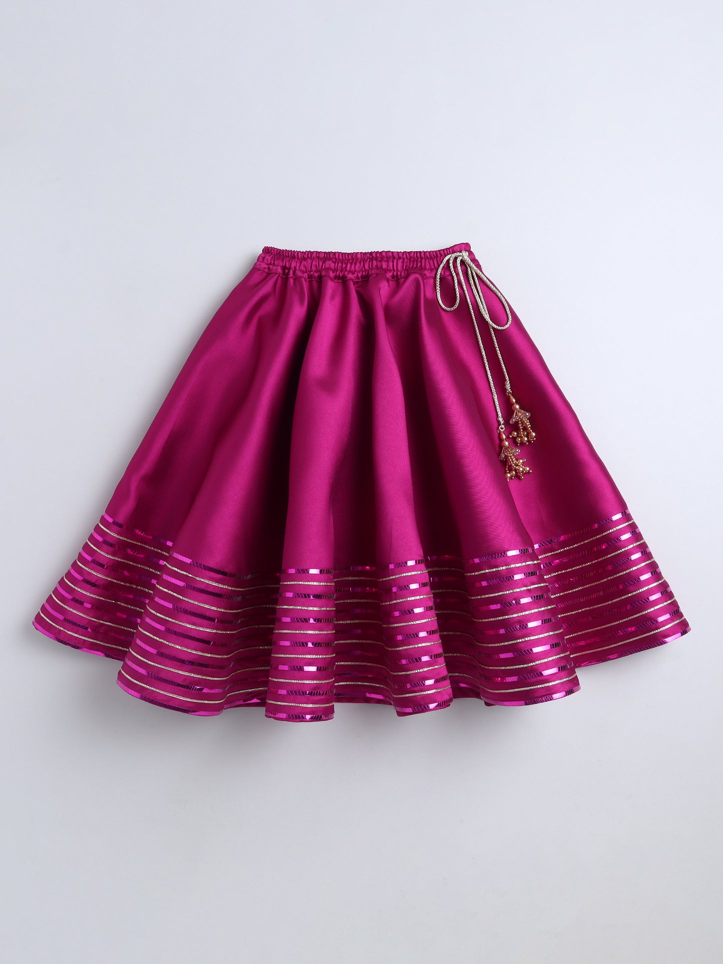 Magenta Twill Organza Lehenga Choli Set For Girls