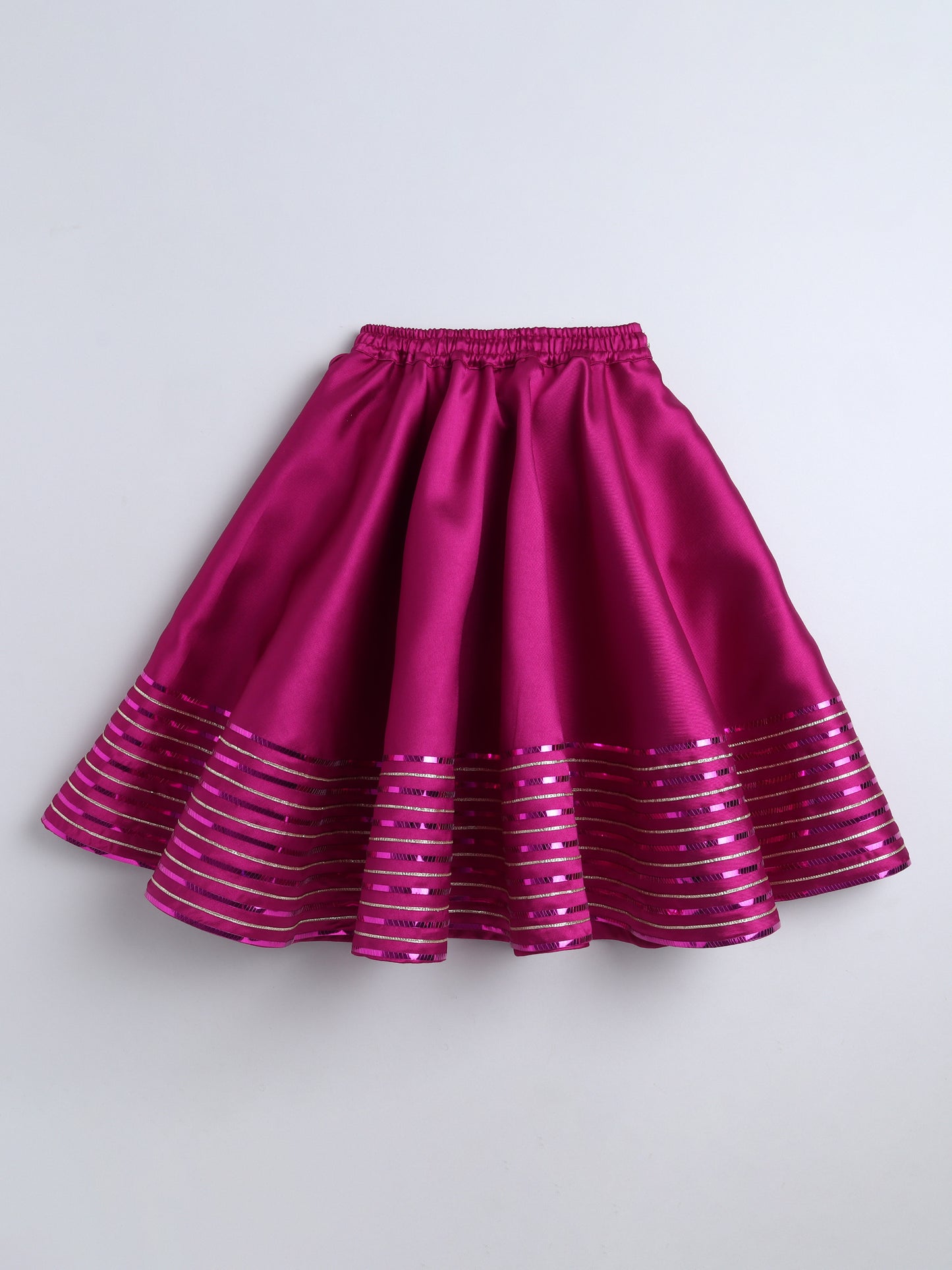 Magenta Twill Organza Lehenga Choli Set For Girls