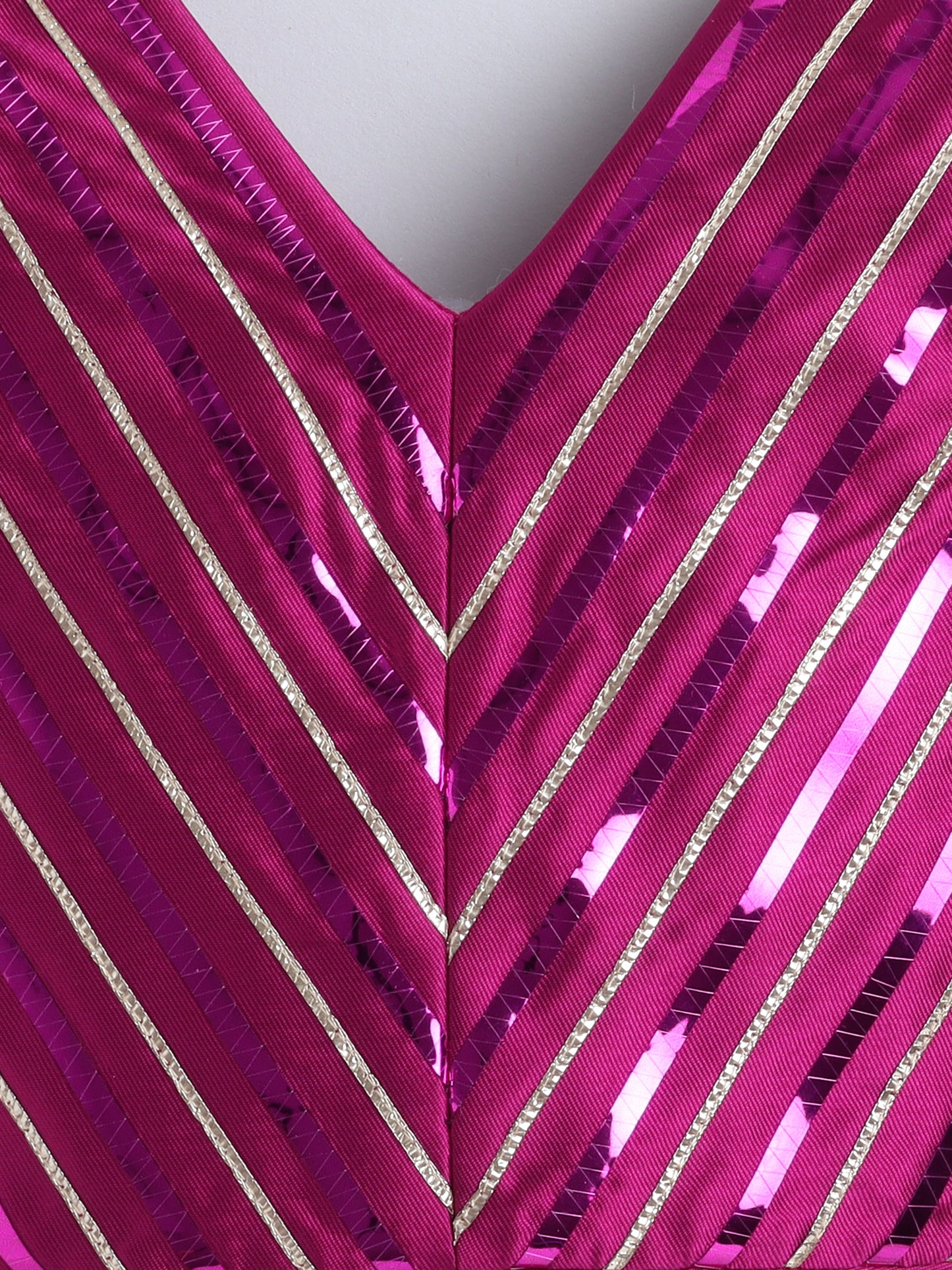 Magenta Twill Organza Lehenga Choli Set For Girls