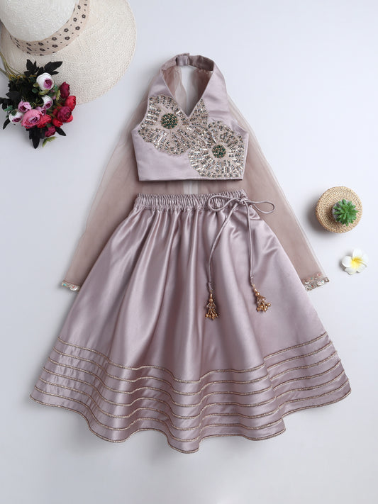 Hand Embroidered Lehenga And Blouse Set For Girls