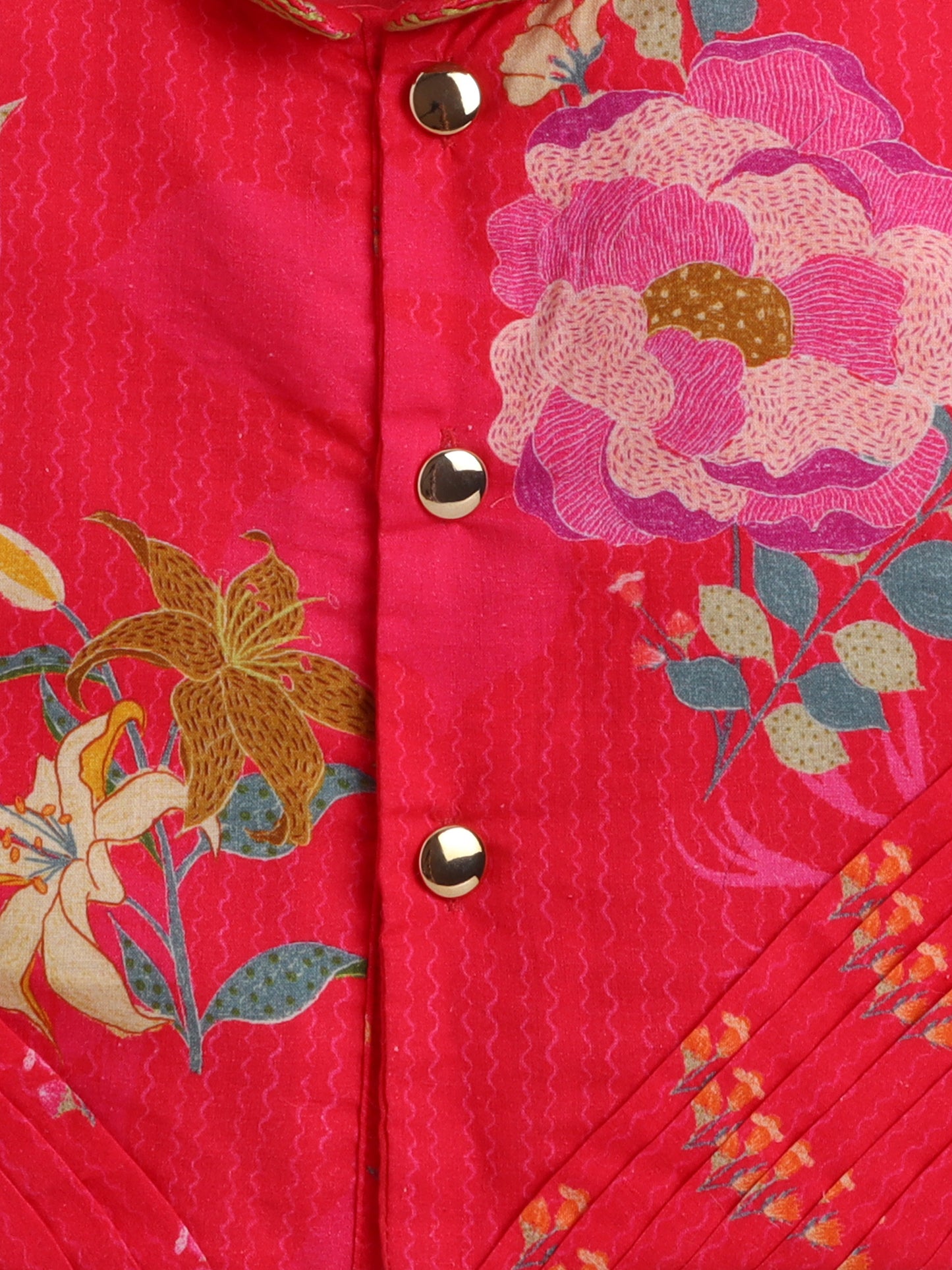 Pink Printed Kurta And Jacket for Boys