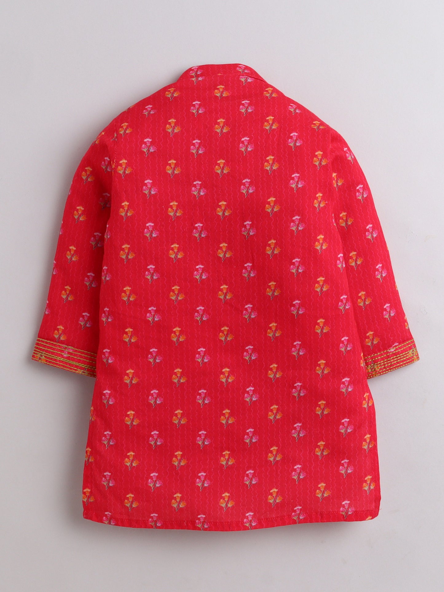 Pink Printed Kurta And Jacket for Boys