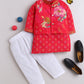 Pink Printed Kurta And Jacket for Boys