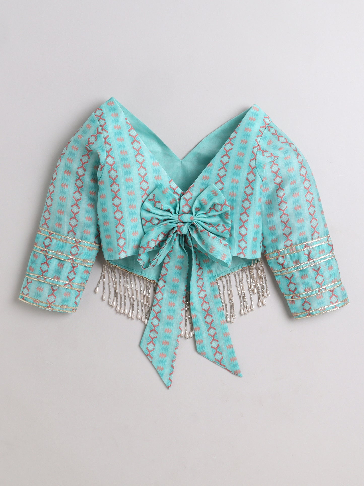 Light Aqua Blue Chanderi Lehenga Choli Set for Girls
