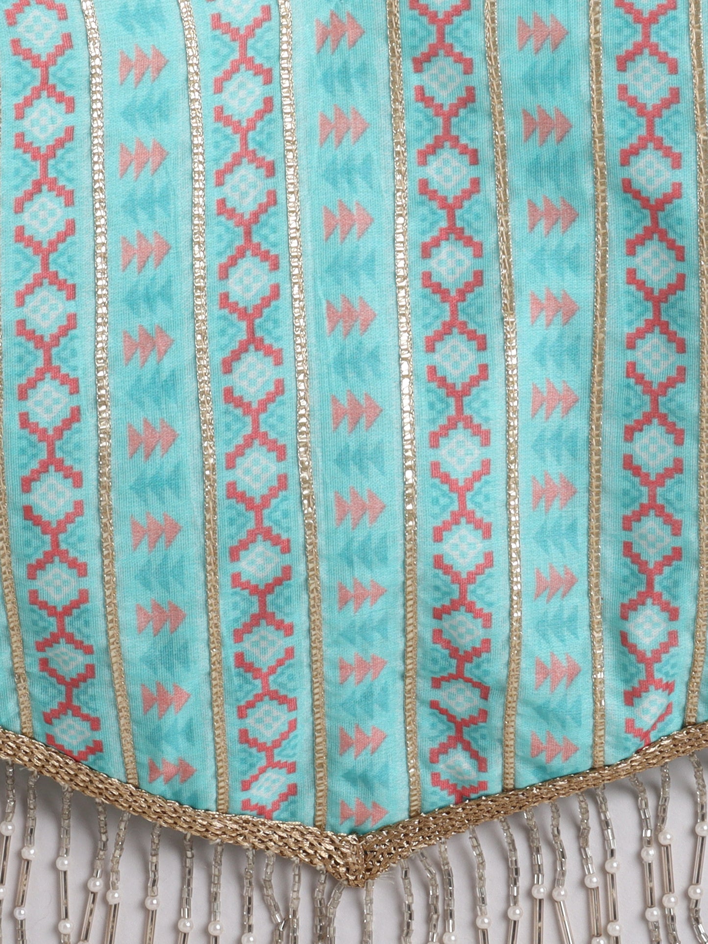 Light Aqua Blue Chanderi Lehenga Choli Set for Girls