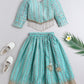 Light Aqua Blue Chanderi Lehenga Choli Set for Girls