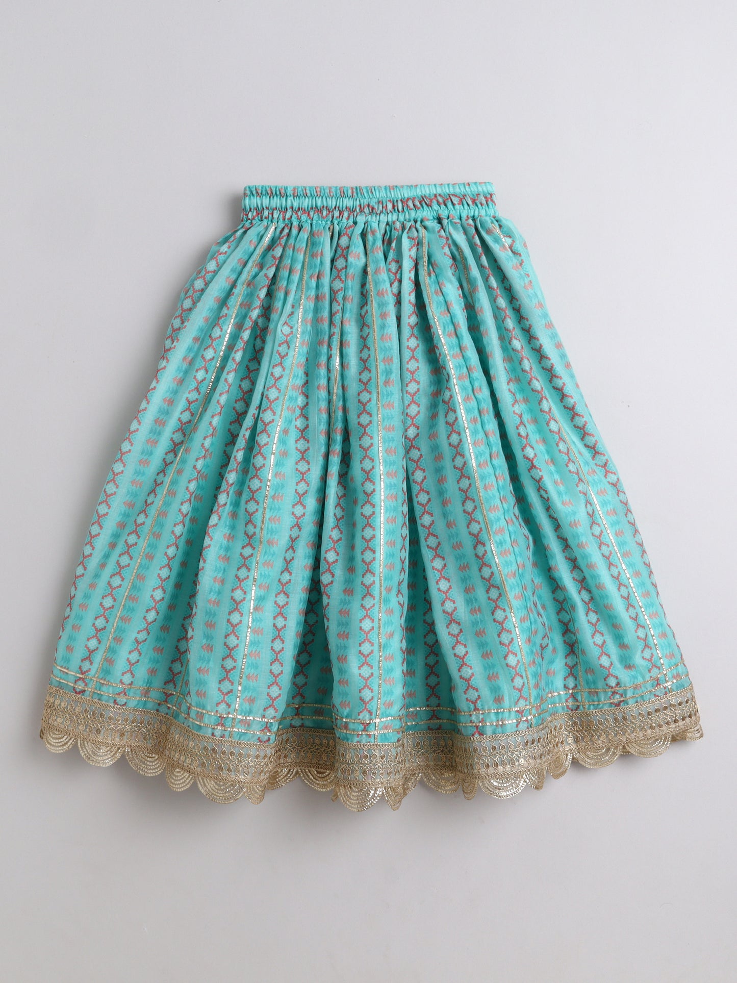 Light Aqua Blue Chanderi Lehenga Choli Set for Girls