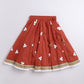 Red Embroidered Cotton Lehenga Choli Set For Girls