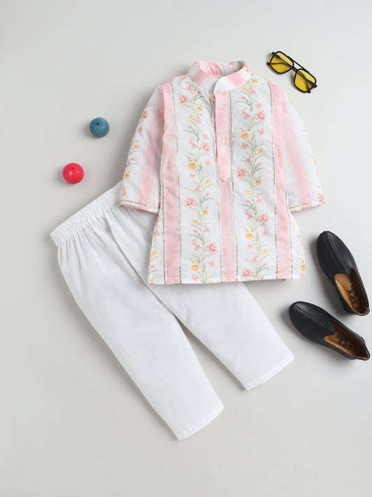 Boys Blush Garden Kurta Pajama Set