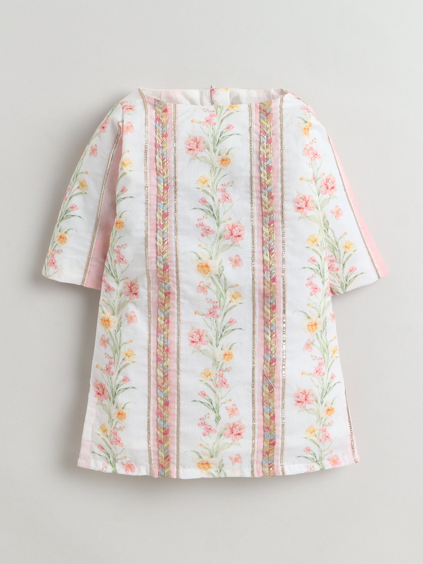 Floral patterned dress on a light gray background