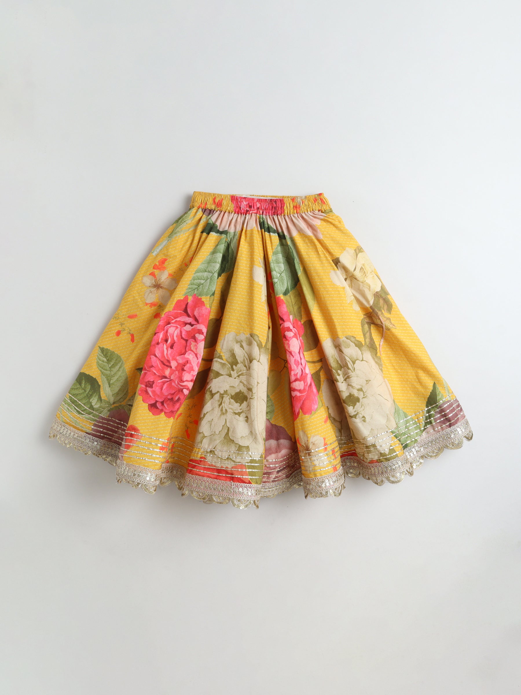 Floral skirt with yellow background