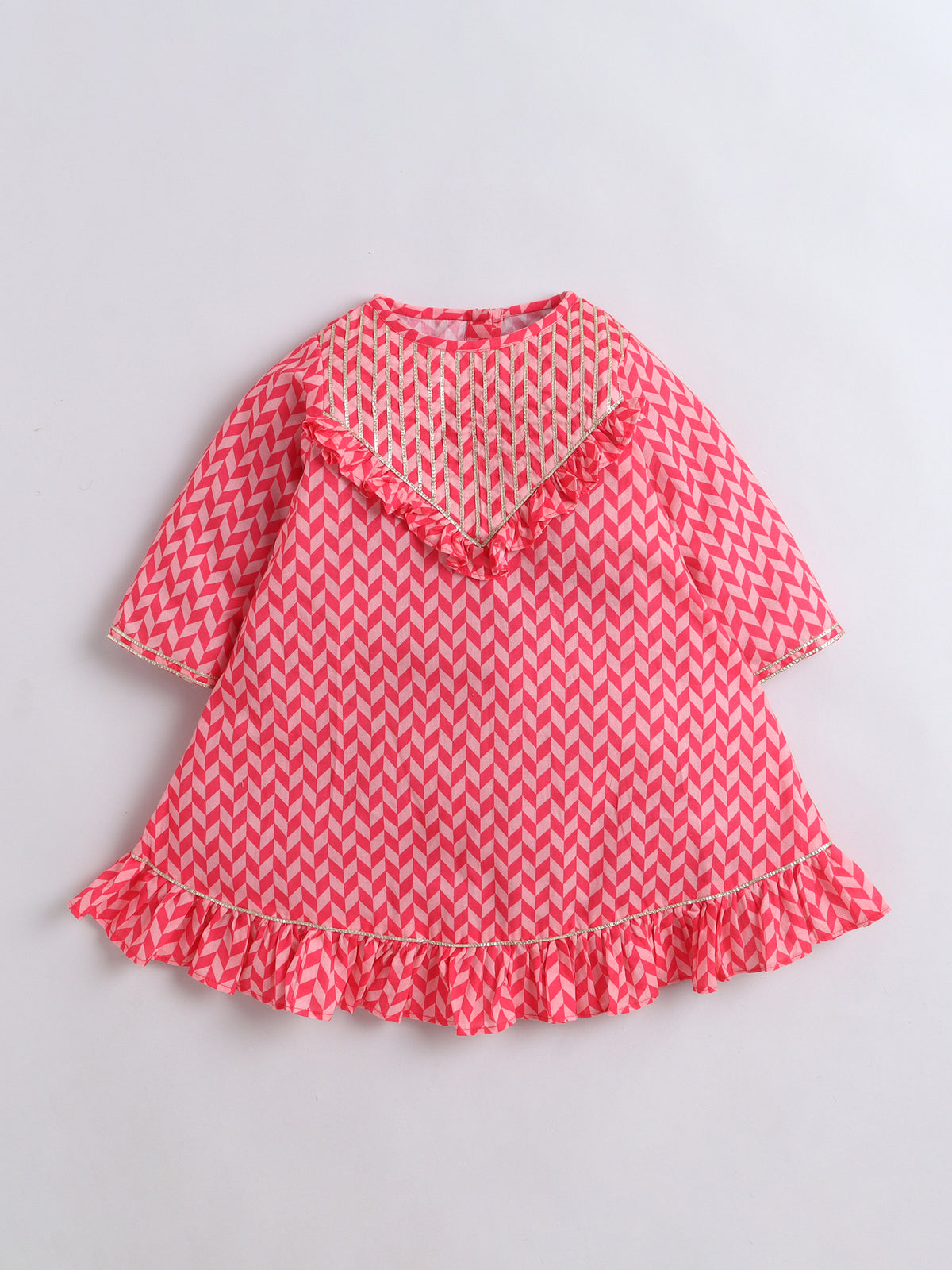 Cotton Blossom Kurta With Flared Bottom For Girls